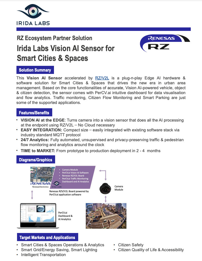 Irida Labs Renesas Vision AI Smart Cities Product Brief